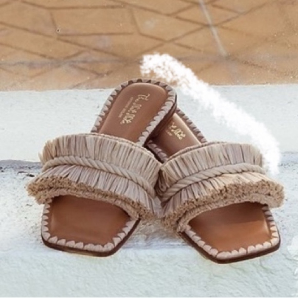 Antonio Melani X Nat Note | EUC - Madruga Braided Rafia Sandal Flat - Size 8